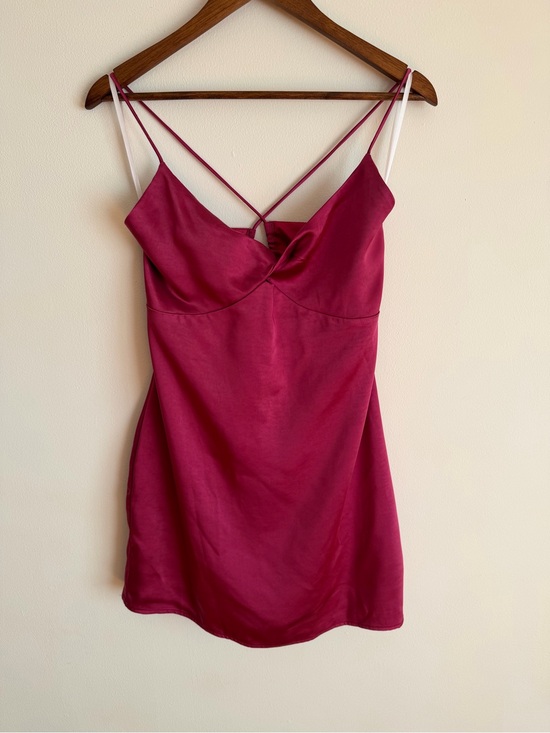 superdown Dresses & Skirts - NWT superdown Revolve Julieta Satin Mini Dress Berry Magenta Strappy Large L